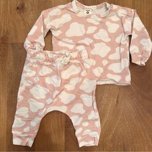 Stem 9mo Pink & White Animal Print Sweatshirt/pants Set